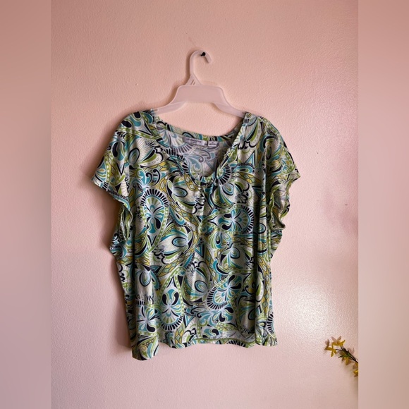 Liz Claiborne Womens Blouse 3X Sheer Multicolor Lightweight Pleated Front cotton - Picture 2 of 9